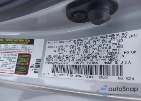 2009 Toyota Tacoma from USA, damaged, VIN 5TENX22N99Z625659